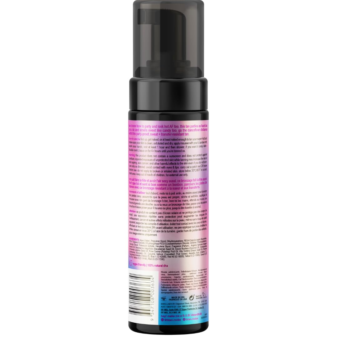 b.tan Dark Self Tanner Mousse | Get Tanned - Best, 1 Hour Express Sunless Tanning Foam, No Fake Tan Smell, Ultra Dark Bronzing Glow, Face & Body, Vegan, Cruelty Free, 6.7 Fl Oz