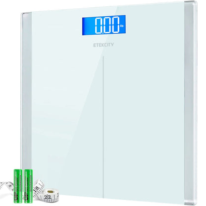 Etekcity Digital Body Weight Bathroom Scale, Large Blue LCD Backlight Display, High Precision Measurements,6mm Tempered Glass, 400 Pounds