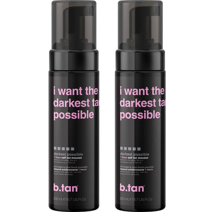 b.tan Dark Self Tanner Mousse | Get Tanned - Best, 1 Hour Express Sunless Tanning Foam, No Fake Tan Smell, Ultra Dark Bronzing Glow, Face & Body, Vegan, Cruelty Free, 6.7 Fl Oz