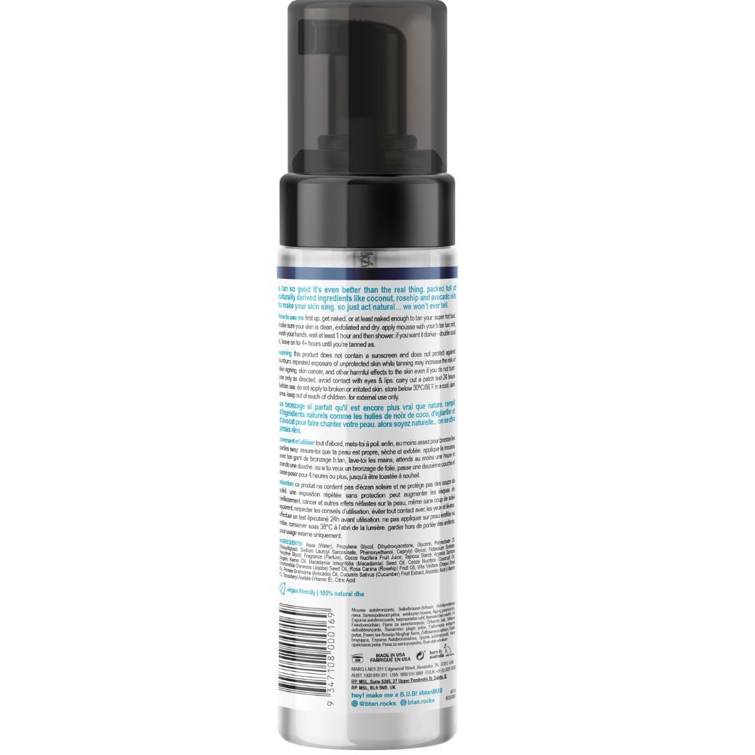 b.tan Dark Self Tanner Mousse | Get Tanned - Best, 1 Hour Express Sunless Tanning Foam, No Fake Tan Smell, Ultra Dark Bronzing Glow, Face & Body, Vegan, Cruelty Free, 6.7 Fl Oz