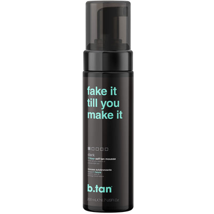 b.tan Dark Self Tanner Mousse | Get Tanned - Best, 1 Hour Express Sunless Tanning Foam, No Fake Tan Smell, Ultra Dark Bronzing Glow, Face & Body, Vegan, Cruelty Free, 6.7 Fl Oz