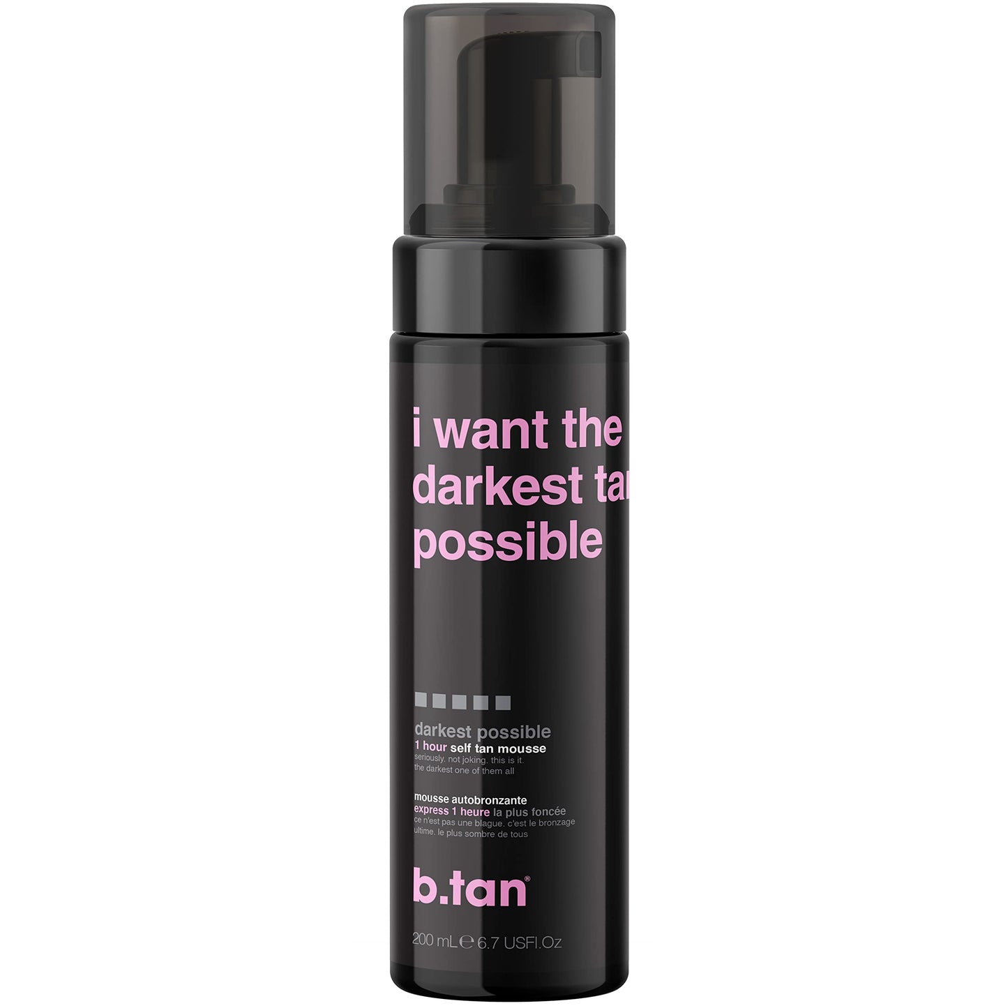 b.tan Dark Self Tanner Mousse | Get Tanned - Best, 1 Hour Express Sunless Tanning Foam, No Fake Tan Smell, Ultra Dark Bronzing Glow, Face & Body, Vegan, Cruelty Free, 6.7 Fl Oz
