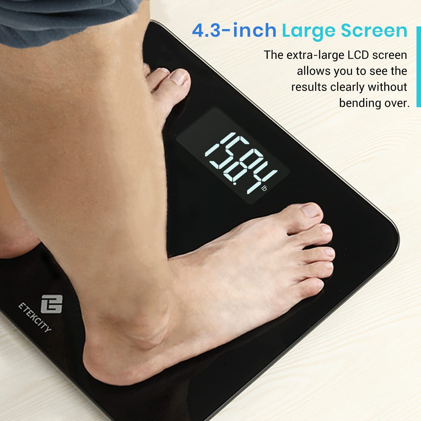 Etekcity Digital Body Weight Bathroom Scale, Large Blue LCD Backlight Display, High Precision Measurements,6mm Tempered Glass, 400 Pounds