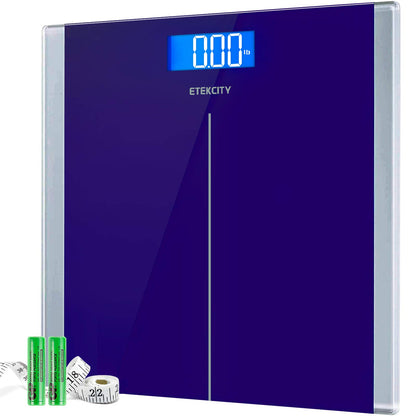 Etekcity Digital Body Weight Bathroom Scale, Large Blue LCD Backlight Display, High Precision Measurements,6mm Tempered Glass, 400 Pounds