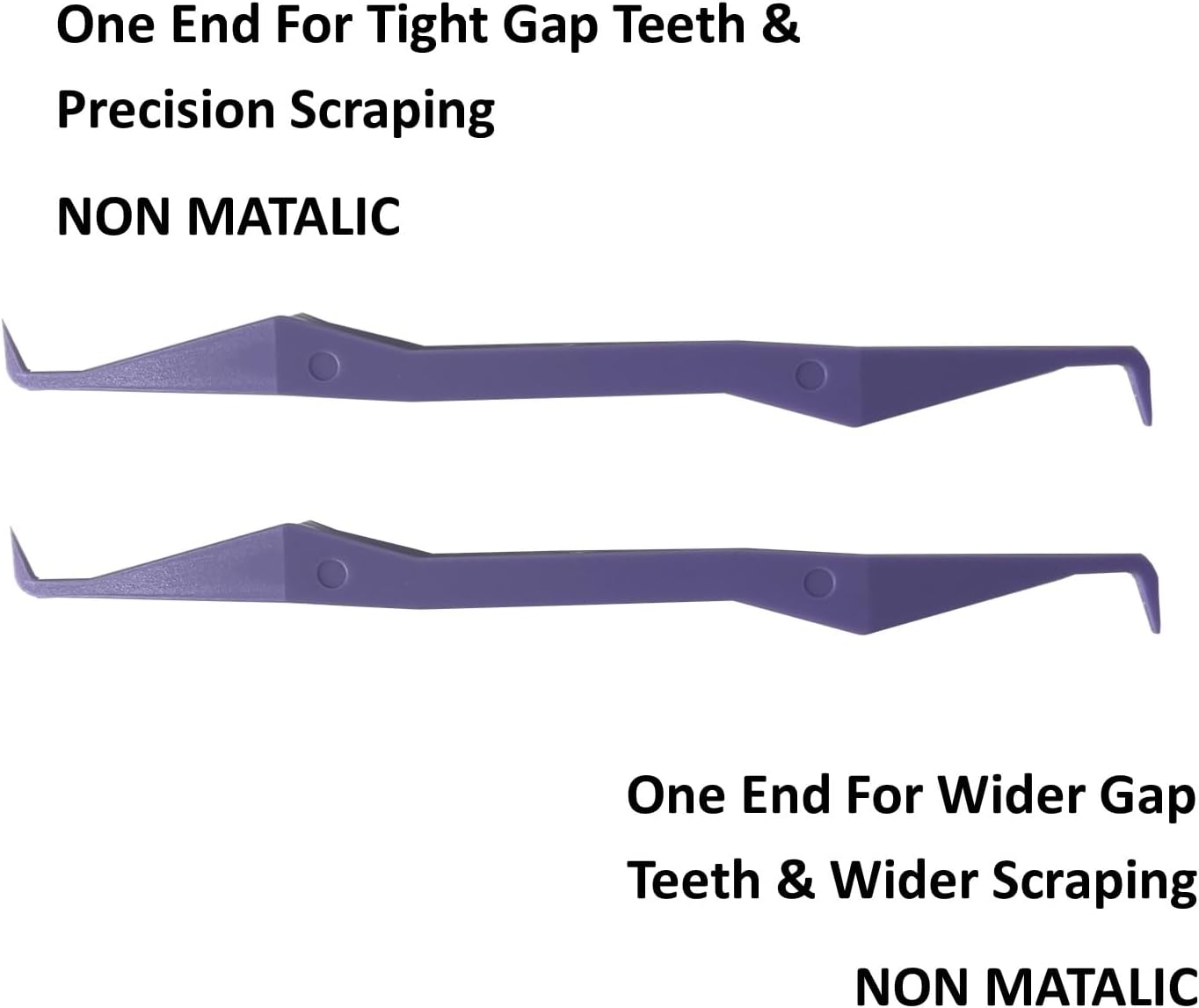 Keyfit Tools PerfectPick Gum Line Tooth Picks Flosser Dental Scraper (2 Pack) Reusable & Double Sided ~Not Small Floss Picks ~ Non Matalic ABS ~Scrape Along Gum Line & Between Teeth Remove Plaque