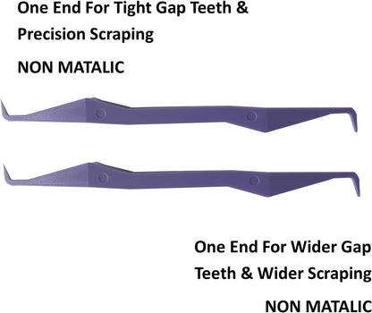 Keyfit Tools PerfectPick Gum Line Tooth Picks Flosser Dental Scraper (2 Pack) Reusable & Double Sided ~Not Small Floss Picks ~ Non Matalic ABS ~Scrape Along Gum Line & Between Teeth Remove Plaque