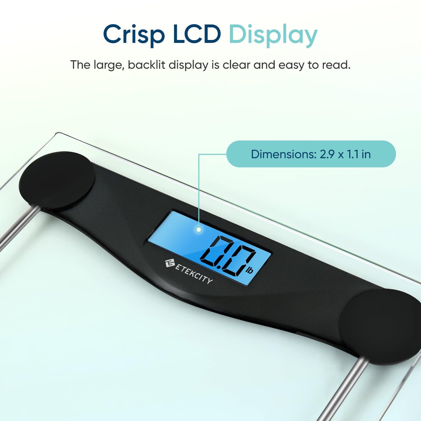 Etekcity Digital Body Weight Bathroom Scale, Large Blue LCD Backlight Display, High Precision Measurements,6mm Tempered Glass, 400 Pounds