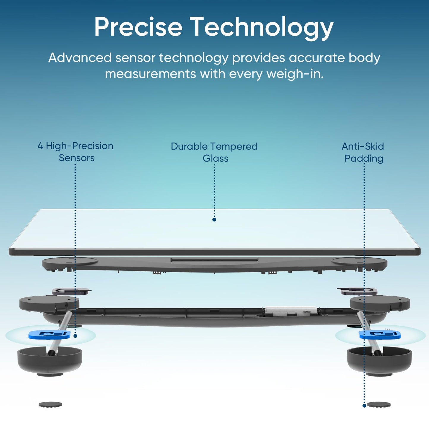 Etekcity Digital Body Weight Bathroom Scale, Large Blue LCD Backlight Display, High Precision Measurements,6mm Tempered Glass, 400 Pounds
