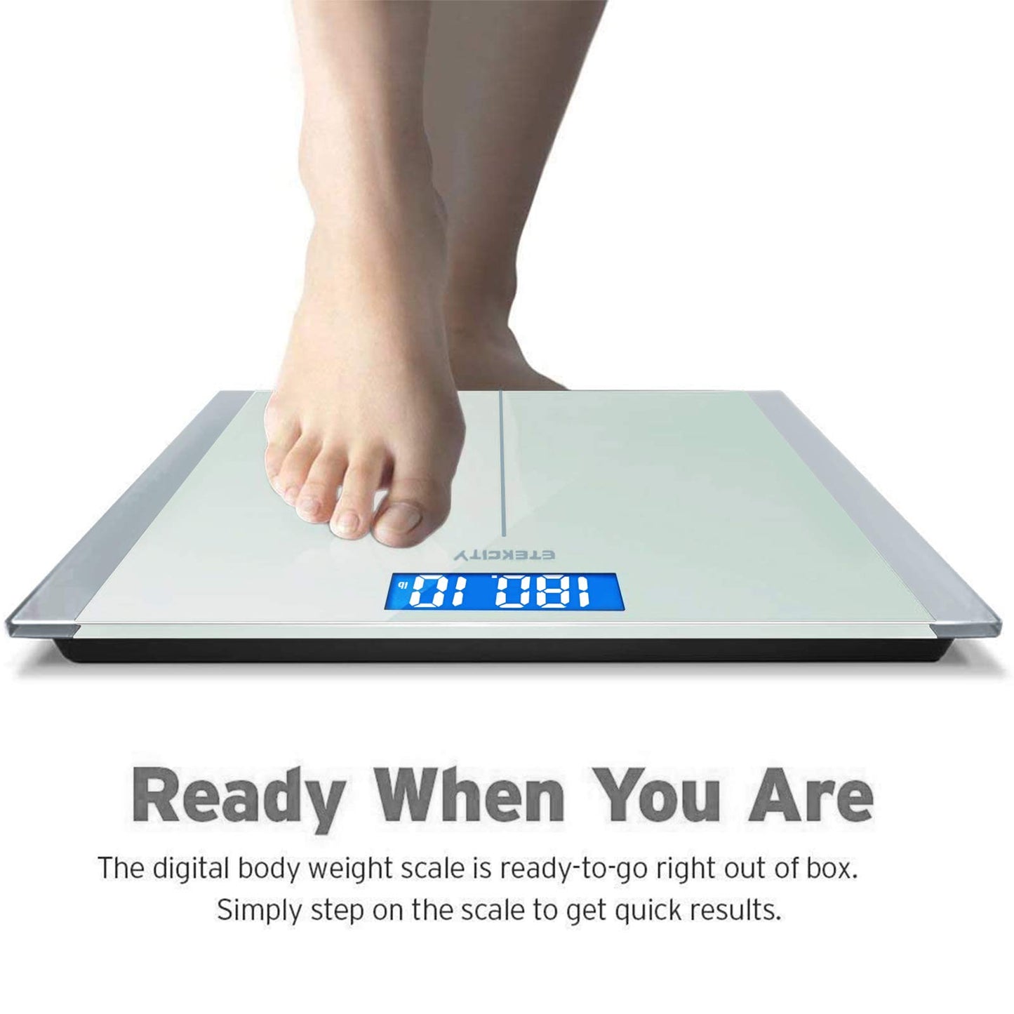 Etekcity Digital Body Weight Bathroom Scale, Large Blue LCD Backlight Display, High Precision Measurements,6mm Tempered Glass, 400 Pounds