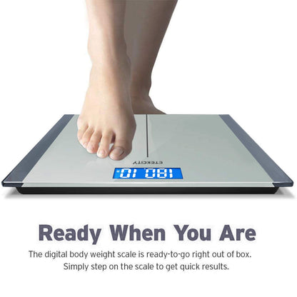 Etekcity Digital Body Weight Bathroom Scale, Large Blue LCD Backlight Display, High Precision Measurements,6mm Tempered Glass, 400 Pounds