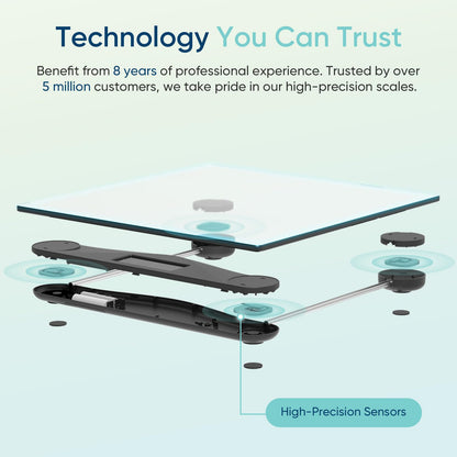 Etekcity Digital Body Weight Bathroom Scale, Large Blue LCD Backlight Display, High Precision Measurements,6mm Tempered Glass, 400 Pounds