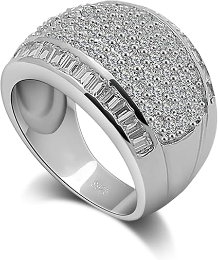 Dankadi Luxury Women Platinum Plated Solid 925 Sterling Silver Ring 5A Cubic Zircon Inlaid Dense Wedding Ring Sizes 6-10# Fashion Jewelry Gift Party Accessories