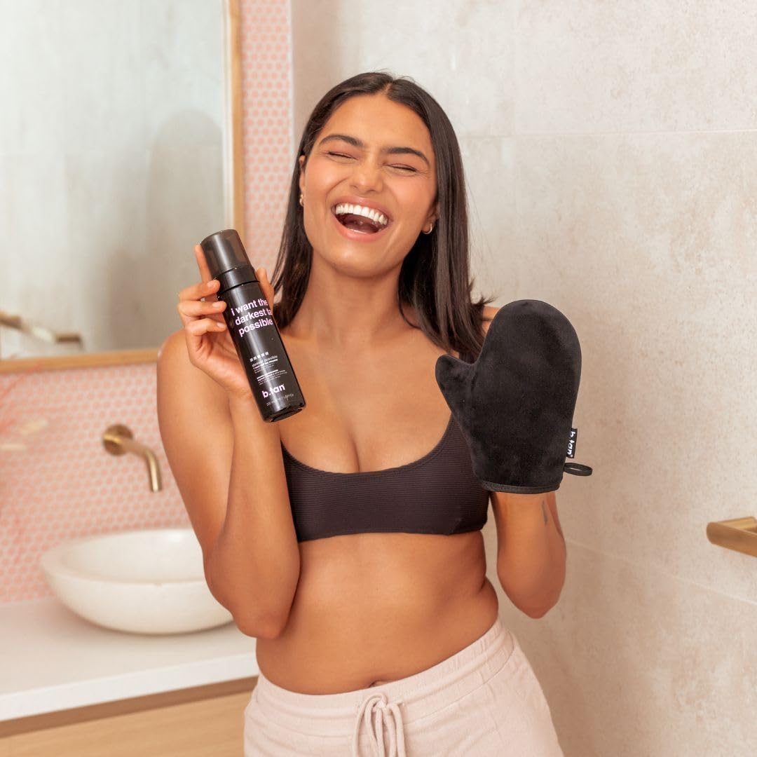 b.tan Dark Self Tanner Mousse | Get Tanned - Best, 1 Hour Express Sunless Tanning Foam, No Fake Tan Smell, Ultra Dark Bronzing Glow, Face & Body, Vegan, Cruelty Free, 6.7 Fl Oz
