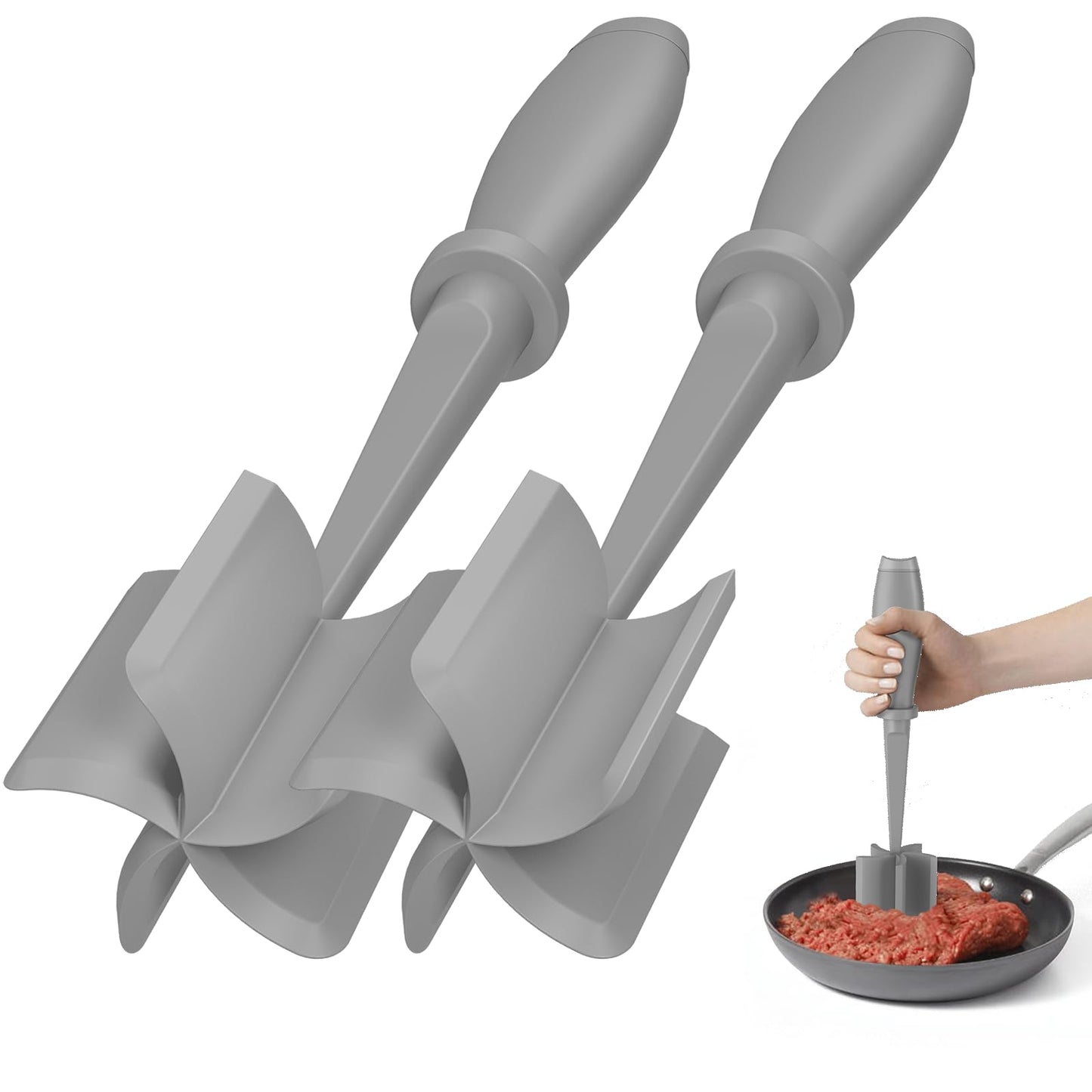 Meat Chopper, Hamburger Grinder, Premium Heat Resistant Smasher for Ground Beef, Burger Grinder Nylon Potato Mix Tool, Meat & Poultry Tenderizers-Black