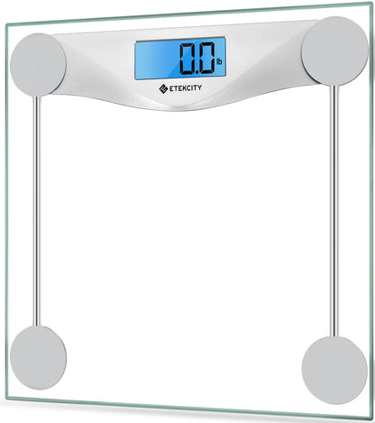 Etekcity Digital Body Weight Bathroom Scale, Large Blue LCD Backlight Display, High Precision Measurements,6mm Tempered Glass, 400 Pounds