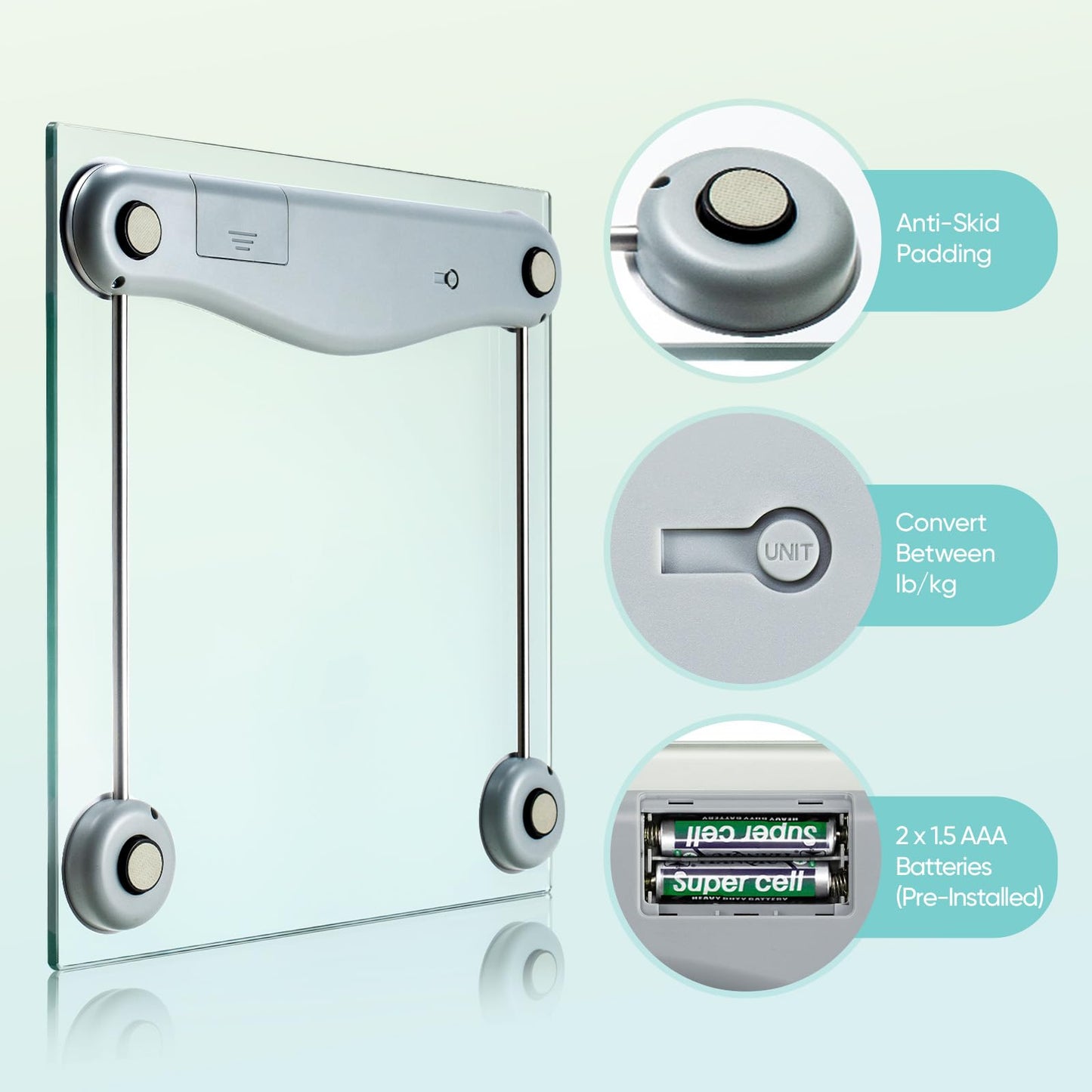 Etekcity Digital Body Weight Bathroom Scale, Large Blue LCD Backlight Display, High Precision Measurements,6mm Tempered Glass, 400 Pounds