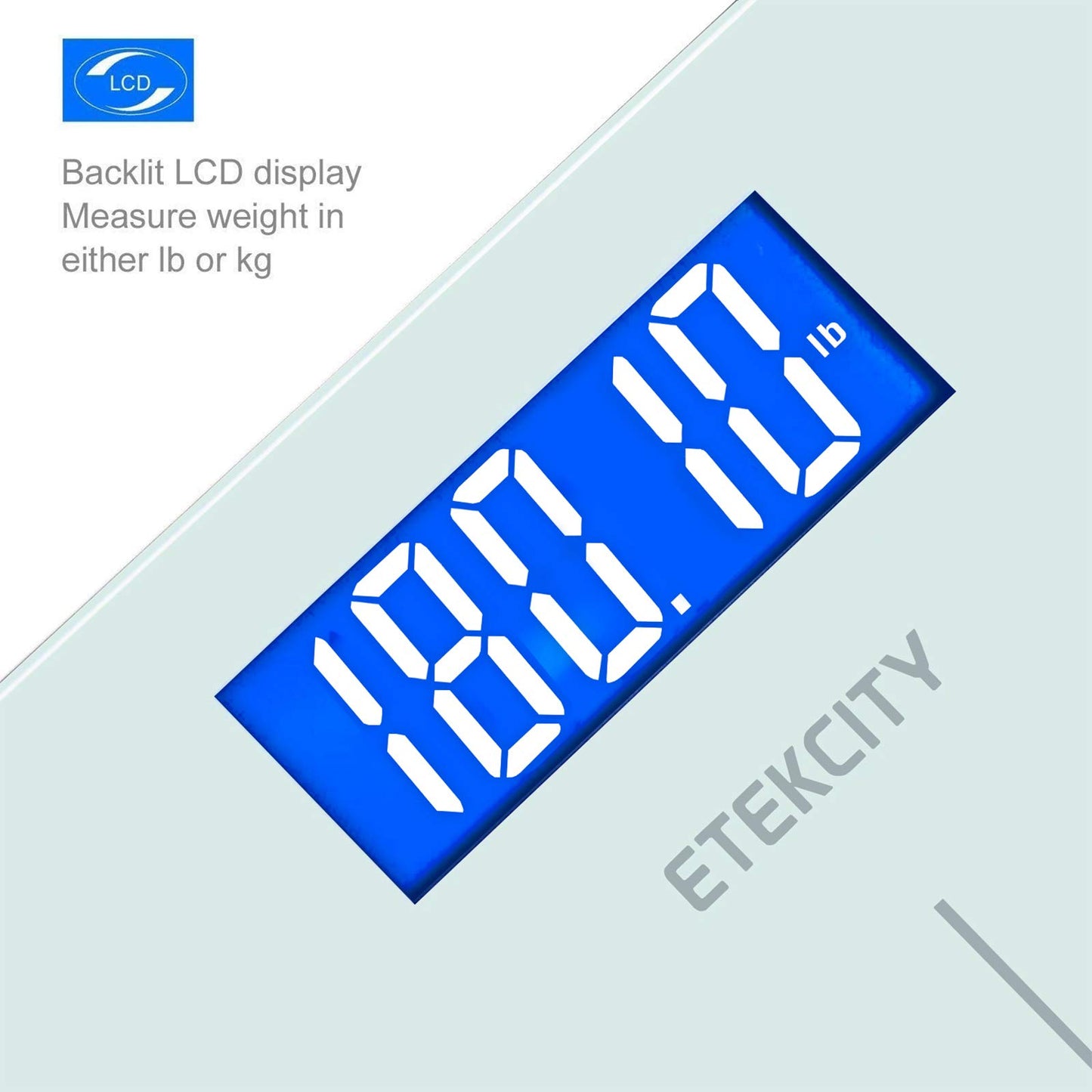 Etekcity Digital Body Weight Bathroom Scale, Large Blue LCD Backlight Display, High Precision Measurements,6mm Tempered Glass, 400 Pounds