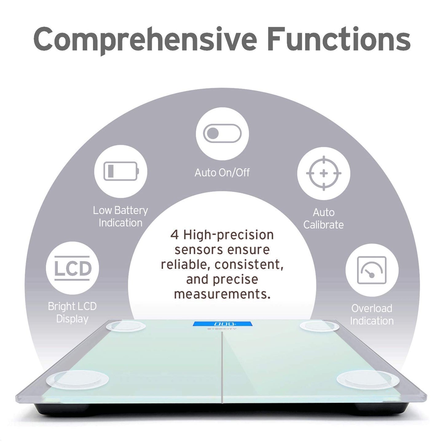 Etekcity Digital Body Weight Bathroom Scale, Large Blue LCD Backlight Display, High Precision Measurements,6mm Tempered Glass, 400 Pounds