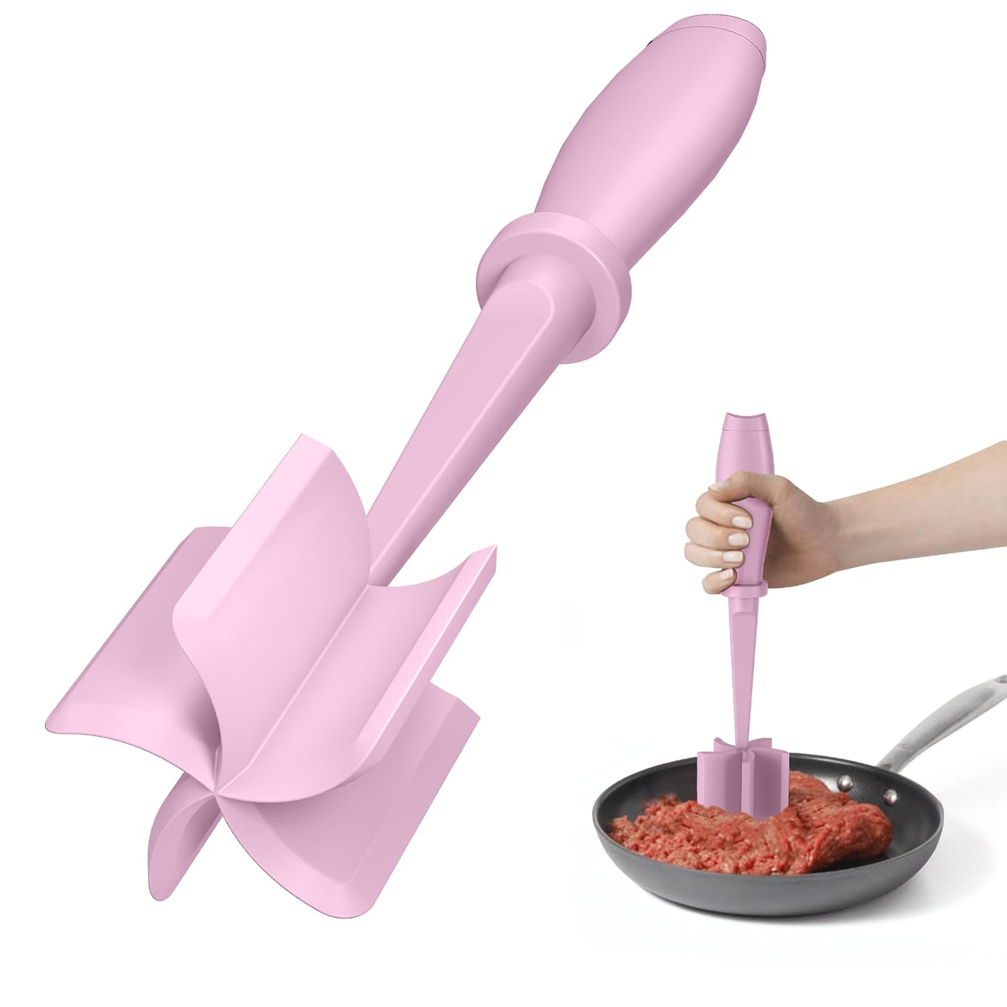 Meat Chopper, Hamburger Grinder, Premium Heat Resistant Smasher for Ground Beef, Burger Grinder Nylon Potato Mix Tool, Meat & Poultry Tenderizers-Black