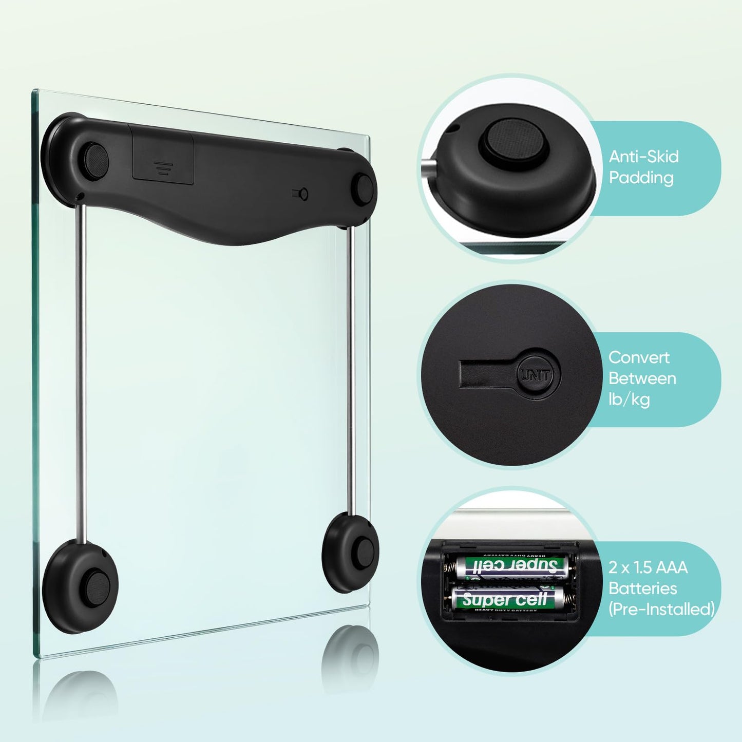 Etekcity Digital Body Weight Bathroom Scale, Large Blue LCD Backlight Display, High Precision Measurements,6mm Tempered Glass, 400 Pounds