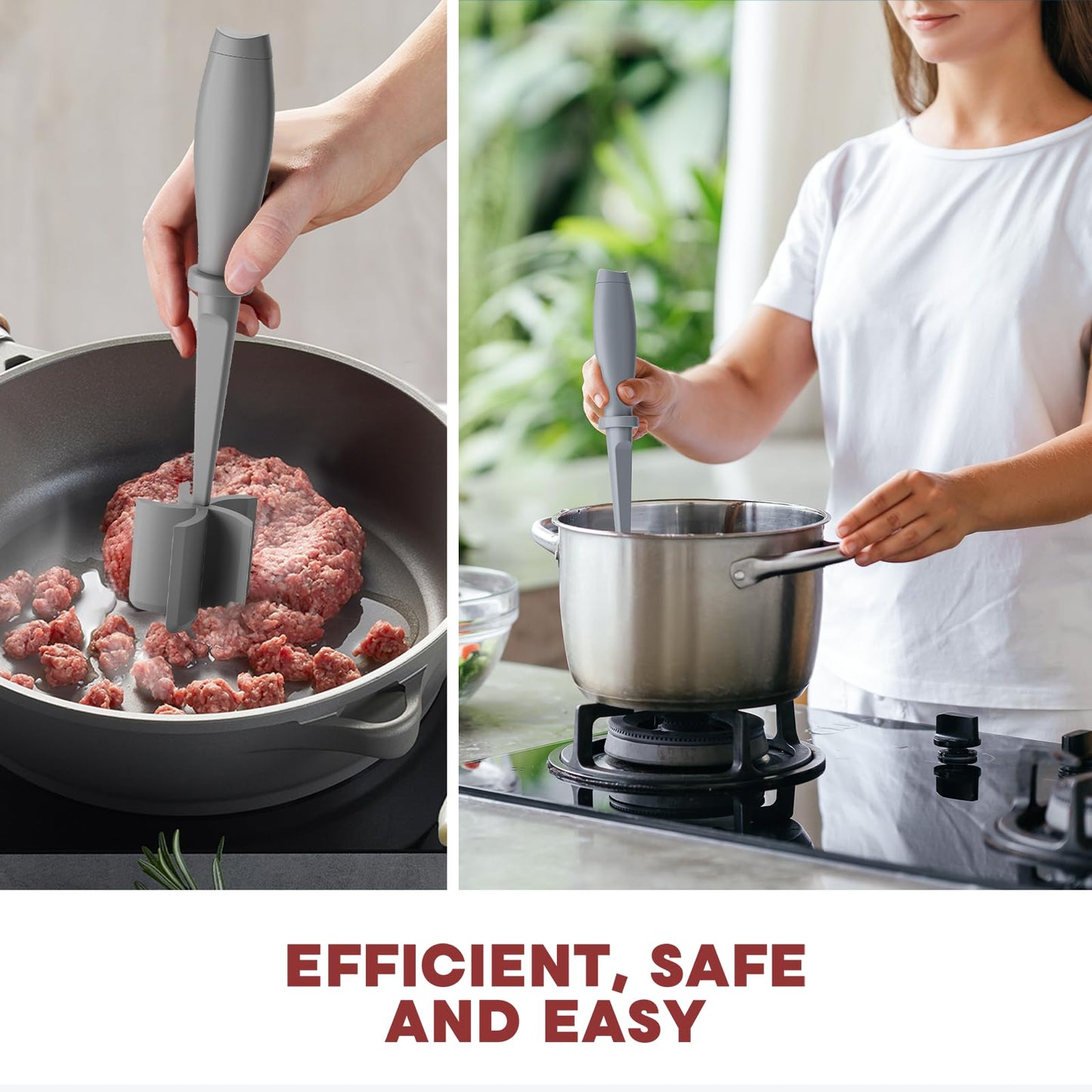 Meat Chopper, Hamburger Grinder, Premium Heat Resistant Smasher for Ground Beef, Burger Grinder Nylon Potato Mix Tool, Meat & Poultry Tenderizers-Black