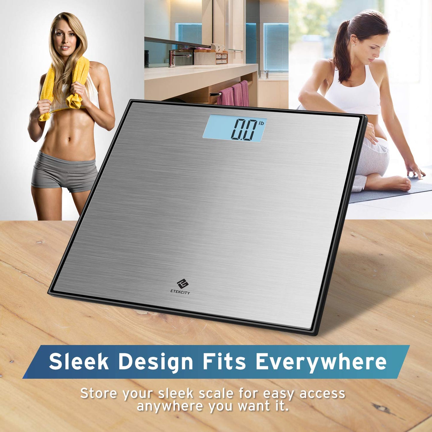 Etekcity Digital Body Weight Bathroom Scale, Large Blue LCD Backlight Display, High Precision Measurements,6mm Tempered Glass, 400 Pounds