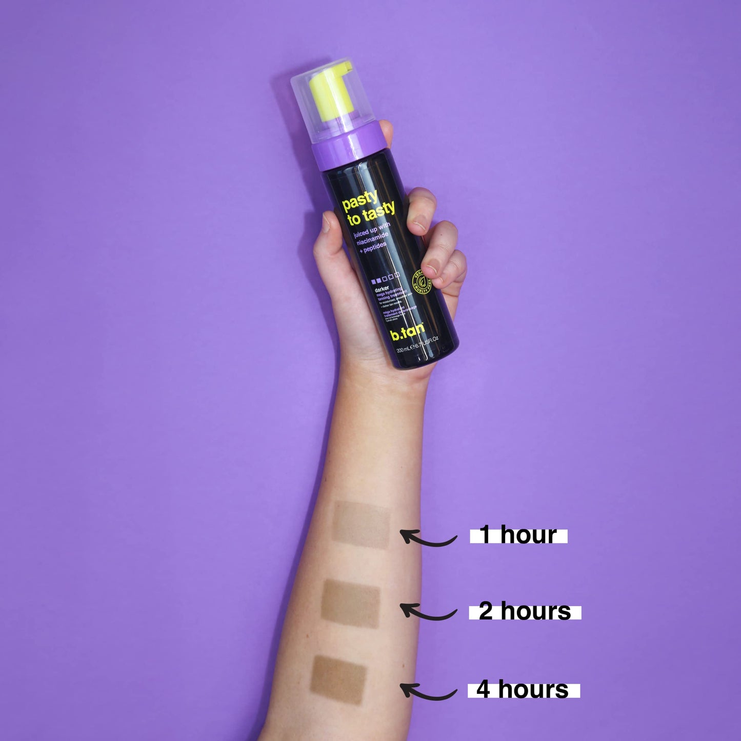 b.tan Dark Self Tanner Mousse | Get Tanned - Best, 1 Hour Express Sunless Tanning Foam, No Fake Tan Smell, Ultra Dark Bronzing Glow, Face & Body, Vegan, Cruelty Free, 6.7 Fl Oz