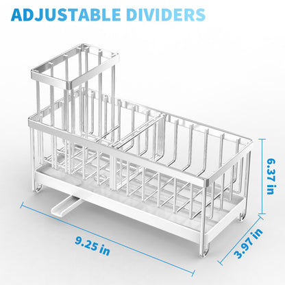 Cisily Black Sponge Holder for Kitchen Sink, Sink Caddy Organizer with High Brush Holder, Kitchen Countertop Organizers and Storage Essentials, Rustproof 304 Stainless Steel, Soap Dispenser Organize