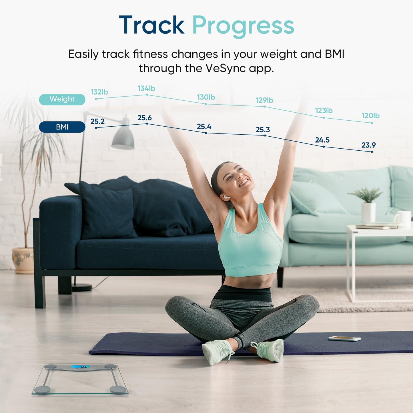 Etekcity Digital Body Weight Bathroom Scale, Large Blue LCD Backlight Display, High Precision Measurements,6mm Tempered Glass, 400 Pounds