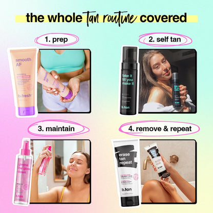 b.tan Dark Self Tanner Mousse | Get Tanned - Best, 1 Hour Express Sunless Tanning Foam, No Fake Tan Smell, Ultra Dark Bronzing Glow, Face & Body, Vegan, Cruelty Free, 6.7 Fl Oz