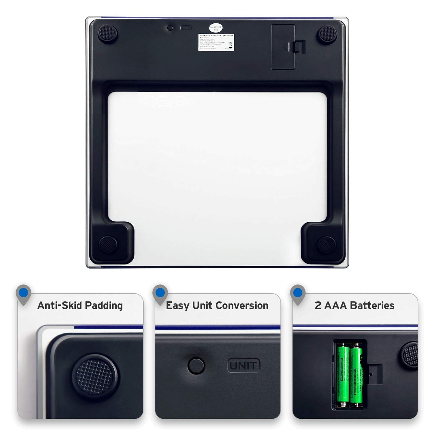 Etekcity Digital Body Weight Bathroom Scale, Large Blue LCD Backlight Display, High Precision Measurements,6mm Tempered Glass, 400 Pounds