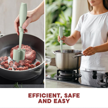 Meat Chopper, Hamburger Grinder, Premium Heat Resistant Smasher for Ground Beef, Burger Grinder Nylon Potato Mix Tool, Meat & Poultry Tenderizers-Black