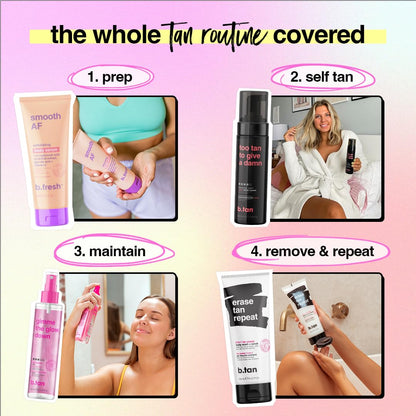 b.tan Dark Self Tanner Mousse | Get Tanned - Best, 1 Hour Express Sunless Tanning Foam, No Fake Tan Smell, Ultra Dark Bronzing Glow, Face & Body, Vegan, Cruelty Free, 6.7 Fl Oz