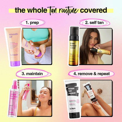 b.tan Dark Self Tanner Mousse | Get Tanned - Best, 1 Hour Express Sunless Tanning Foam, No Fake Tan Smell, Ultra Dark Bronzing Glow, Face & Body, Vegan, Cruelty Free, 6.7 Fl Oz