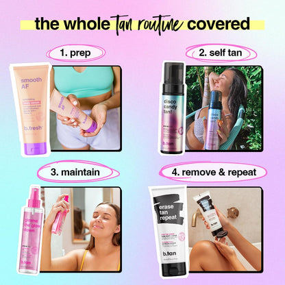 b.tan Dark Self Tanner Mousse | Get Tanned - Best, 1 Hour Express Sunless Tanning Foam, No Fake Tan Smell, Ultra Dark Bronzing Glow, Face & Body, Vegan, Cruelty Free, 6.7 Fl Oz