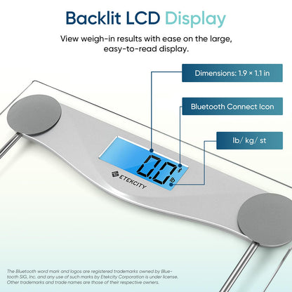 Etekcity Digital Body Weight Bathroom Scale, Large Blue LCD Backlight Display, High Precision Measurements,6mm Tempered Glass, 400 Pounds