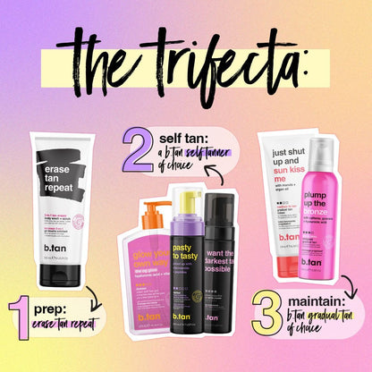 b.tan Dark Self Tanner Mousse | Get Tanned - Best, 1 Hour Express Sunless Tanning Foam, No Fake Tan Smell, Ultra Dark Bronzing Glow, Face & Body, Vegan, Cruelty Free, 6.7 Fl Oz