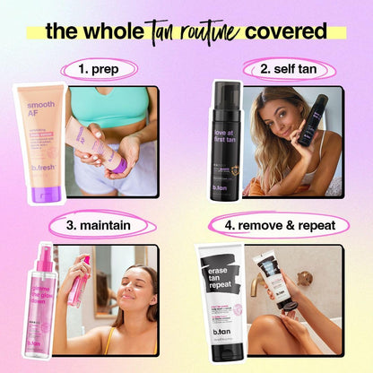 b.tan Dark Self Tanner Mousse | Get Tanned - Best, 1 Hour Express Sunless Tanning Foam, No Fake Tan Smell, Ultra Dark Bronzing Glow, Face & Body, Vegan, Cruelty Free, 6.7 Fl Oz