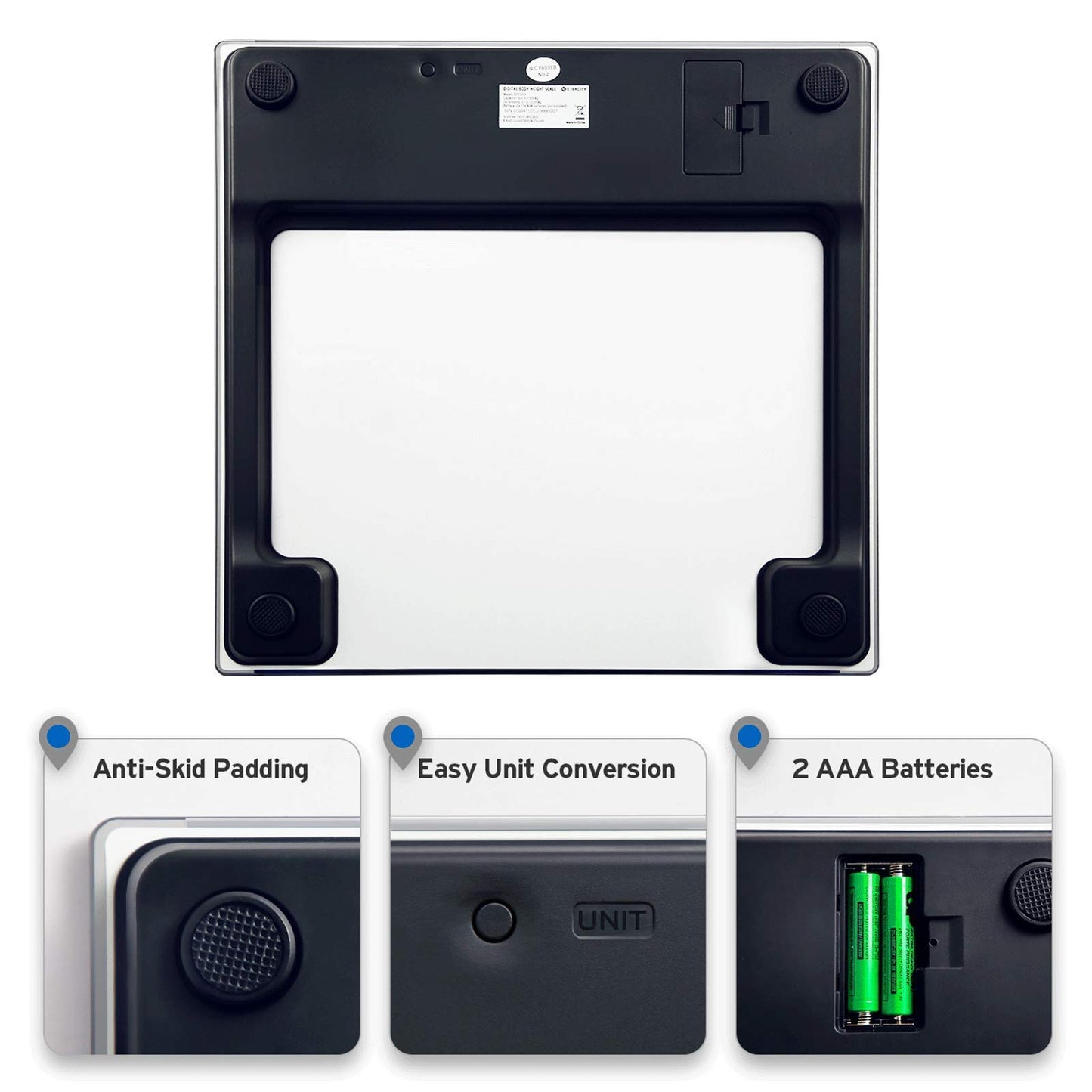 Etekcity Digital Body Weight Bathroom Scale, Large Blue LCD Backlight Display, High Precision Measurements,6mm Tempered Glass, 400 Pounds