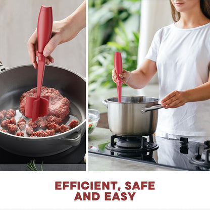 Meat Chopper, Hamburger Grinder, Premium Heat Resistant Smasher for Ground Beef, Burger Grinder Nylon Potato Mix Tool, Meat & Poultry Tenderizers-Black