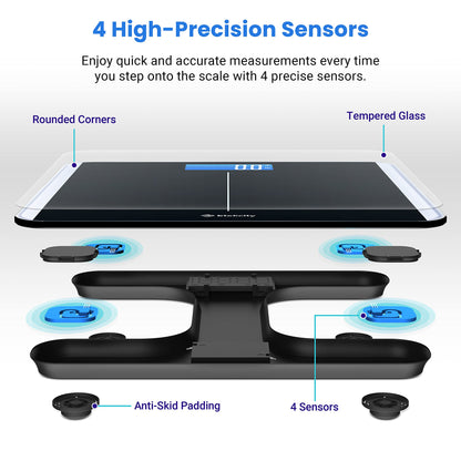 Etekcity Digital Body Weight Bathroom Scale, Large Blue LCD Backlight Display, High Precision Measurements,6mm Tempered Glass, 400 Pounds