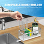 Cisily Black Sponge Holder for Kitchen Sink, Sink Caddy Organizer with High Brush Holder, Kitchen Countertop Organizers and Storage Essentials, Rustproof 304 Stainless Steel, Soap Dispenser Organize