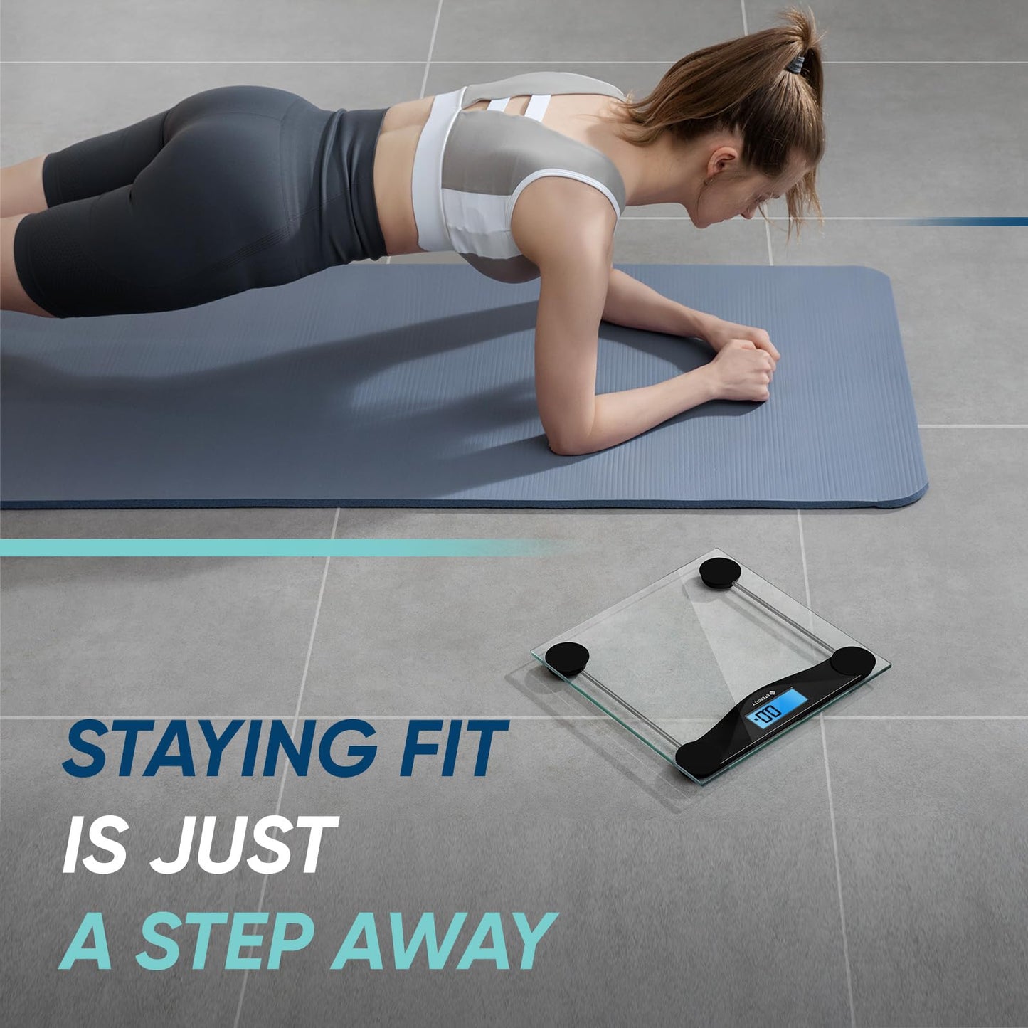 Etekcity Digital Body Weight Bathroom Scale, Large Blue LCD Backlight Display, High Precision Measurements,6mm Tempered Glass, 400 Pounds