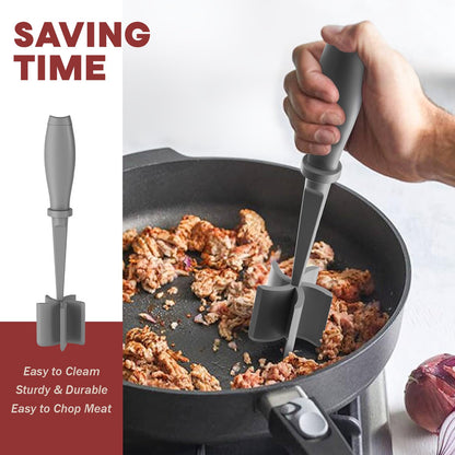 Meat Chopper, Hamburger Grinder, Premium Heat Resistant Smasher for Ground Beef, Burger Grinder Nylon Potato Mix Tool, Meat & Poultry Tenderizers-Black