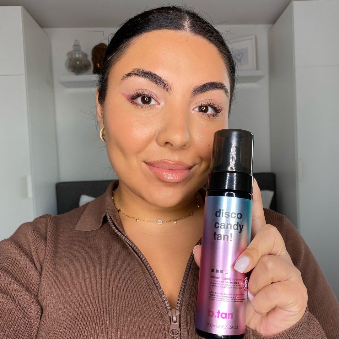 b.tan Dark Self Tanner Mousse | Get Tanned - Best, 1 Hour Express Sunless Tanning Foam, No Fake Tan Smell, Ultra Dark Bronzing Glow, Face & Body, Vegan, Cruelty Free, 6.7 Fl Oz