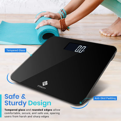 Etekcity Digital Body Weight Bathroom Scale, Large Blue LCD Backlight Display, High Precision Measurements,6mm Tempered Glass, 400 Pounds