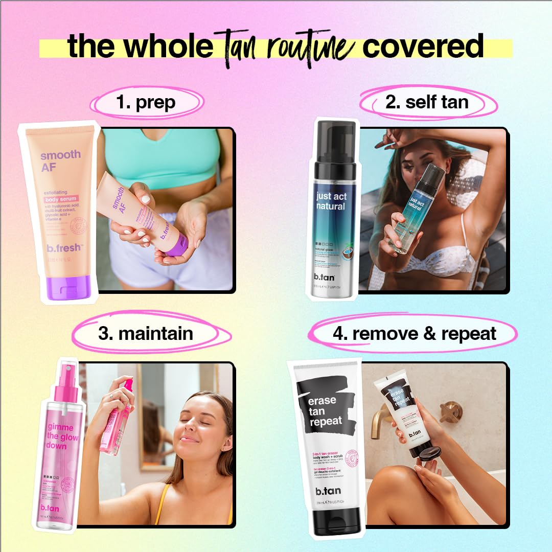 b.tan Dark Self Tanner Mousse | Get Tanned - Best, 1 Hour Express Sunless Tanning Foam, No Fake Tan Smell, Ultra Dark Bronzing Glow, Face & Body, Vegan, Cruelty Free, 6.7 Fl Oz