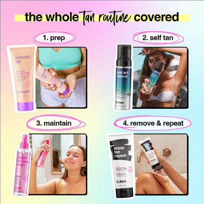 b.tan Dark Self Tanner Mousse | Get Tanned - Best, 1 Hour Express Sunless Tanning Foam, No Fake Tan Smell, Ultra Dark Bronzing Glow, Face & Body, Vegan, Cruelty Free, 6.7 Fl Oz