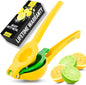 Zulay Kitchen Metal 2-in-1 Lemon Squeezer - Sturdy Max Extraction Hand Juicer Lemon Squeezer Gets Every Last Drop - Easy to Clean Manual Citrus Juicer - Easy-Use Lemon Juicer Squeezer - Yellow/Green