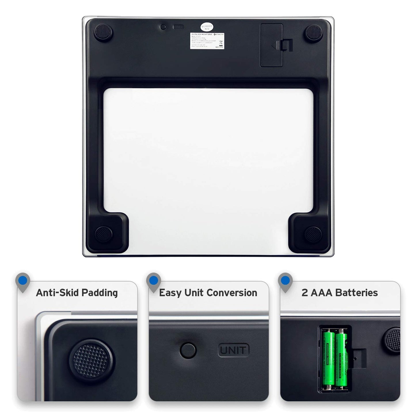 Etekcity Digital Body Weight Bathroom Scale, Large Blue LCD Backlight Display, High Precision Measurements,6mm Tempered Glass, 400 Pounds